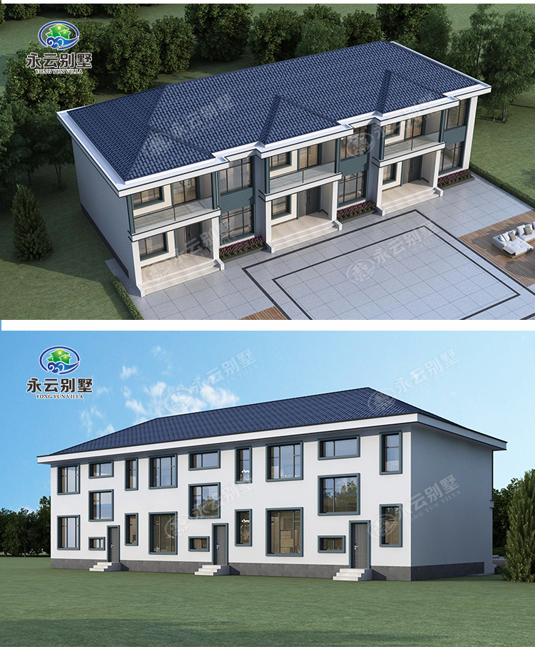 AT2701二层乡村建房小别墅全方位外观效果图展示