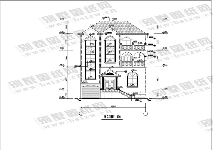 938欧式豪华三层别墅施工图纸别墅设计图纸