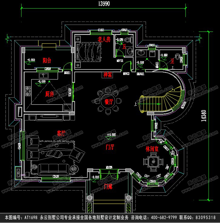 永云别墅at1698三层私人定制复式楼中楼独栋别墅设计图纸139米x143米