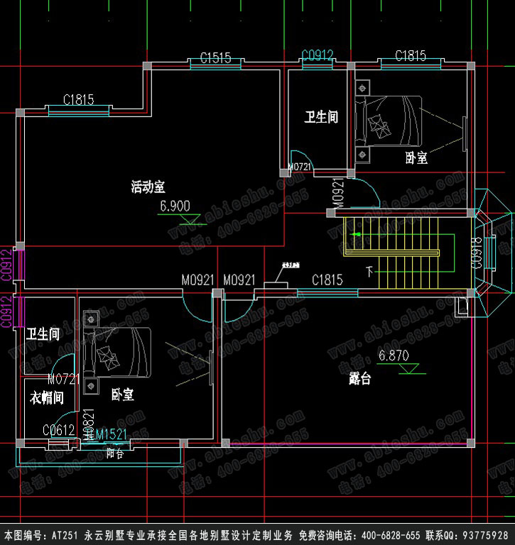 别墅图纸at251三层豪华实用型别墅建筑设计施工图纸~14mx13.5m